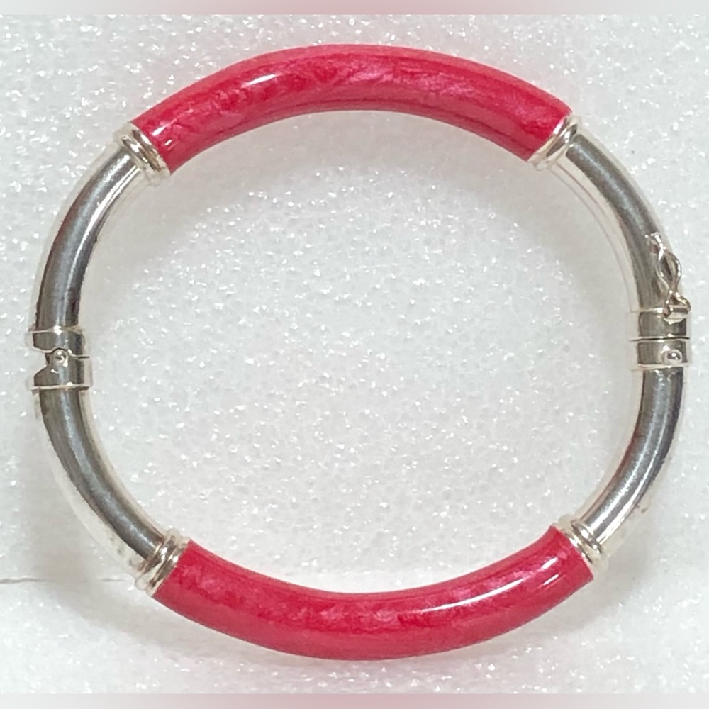 Milor Pink and Silver Hinged Bracelet